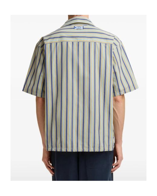 Marni Gray Short-Sleeved Striped Shirt for men