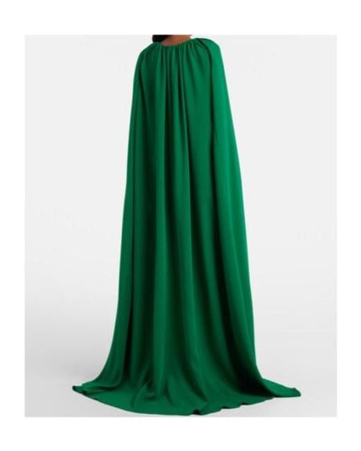 Oscar de la Renta Green Cyclamen Silk-Blend Georgette Kaftan