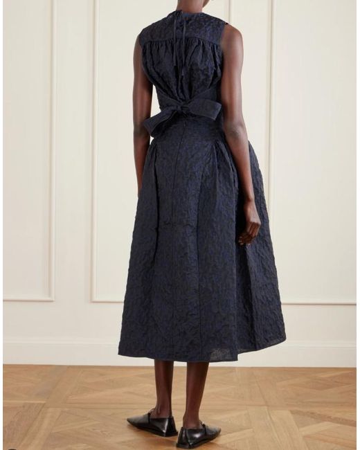 CECILIE BAHNSEN Blue Floral-Jacquard Midi Skirt