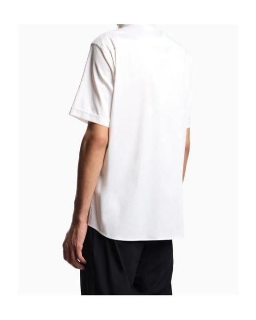 Emporio Armani White Button-Up Short-Sleeved Shirt for men