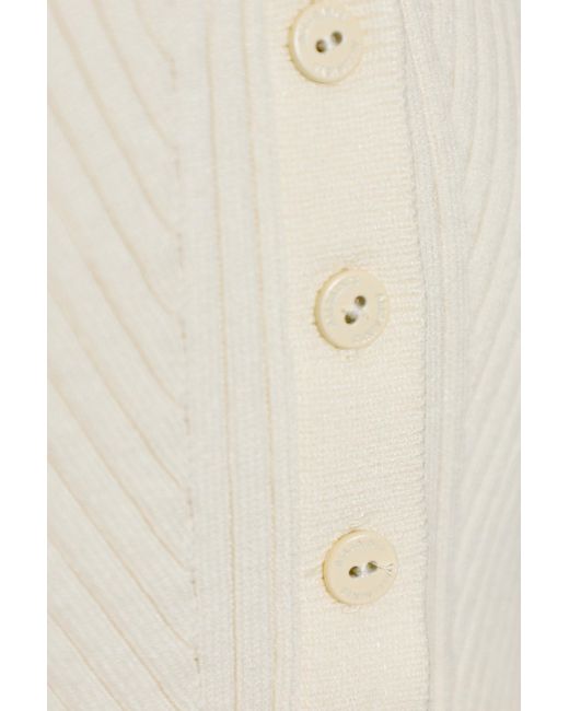 AllSaints White Cruza Ribbed Button Knitted Top
