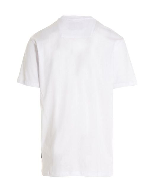 Philipp Plein White Pattern Splicing Design T-Shirt for men