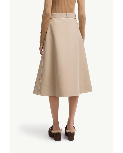 Moncler Natural Logo Patch A-Line Midi Skirt