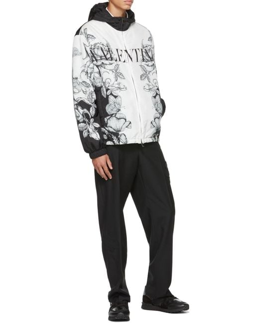 Valentino Gray Dark Blooming Printed Windbreaker for men