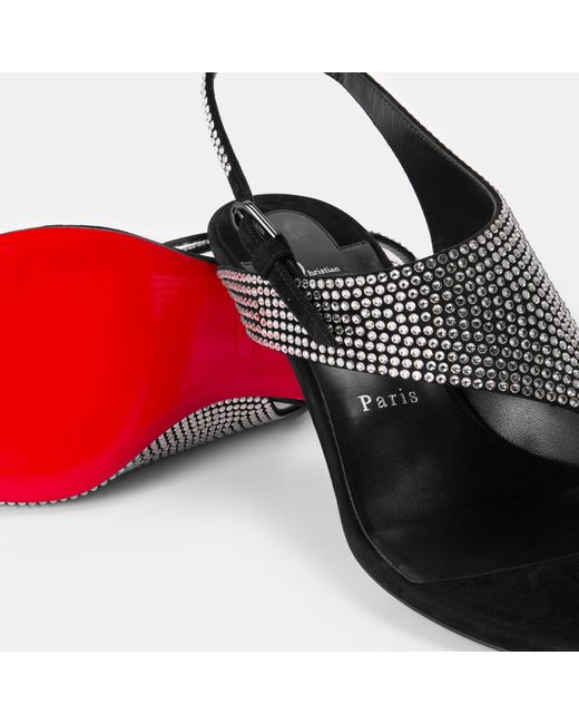 Christian Louboutin Black Rhinestone Embellished High-Heel Sandals