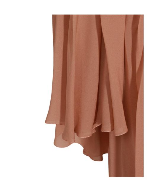 Blumarine Brown Ruffled One-Shoulder Dress