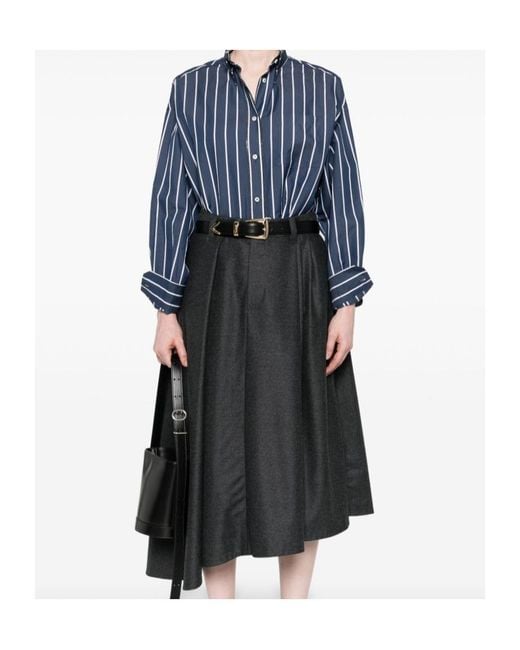 Brunello Cucinelli Blue Striped Button-Down Shirt