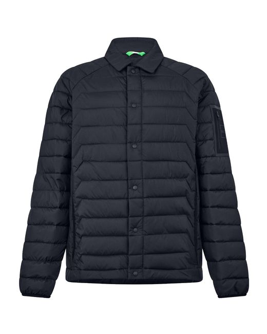 Boss Blue Quilted Down Shirt Jacket for men