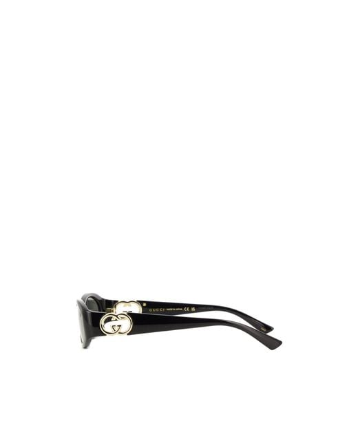Gucci White Eyewear Oval-Frame Sunglasses