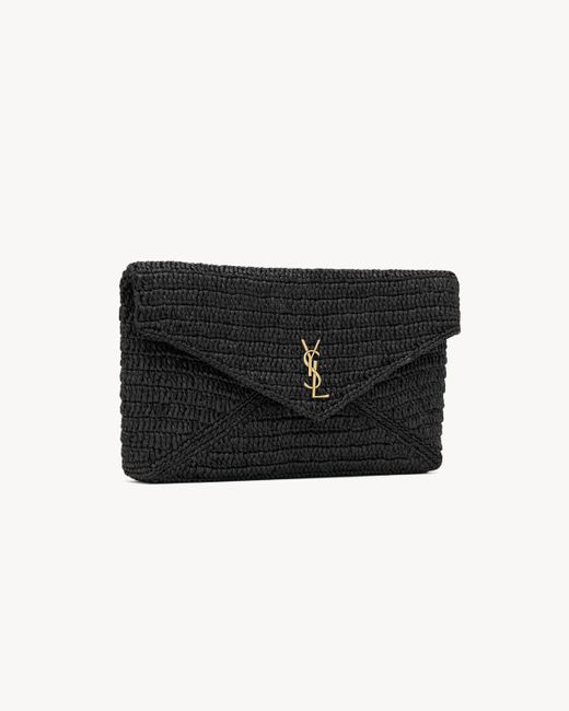 Saint Laurent Black Cassandre Large Envelope Pouch