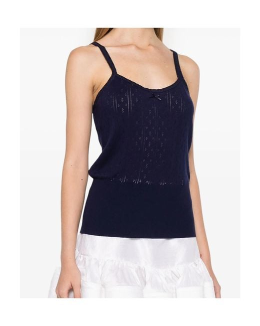 J.W. Anderson Blue Pointelle-Knit Top