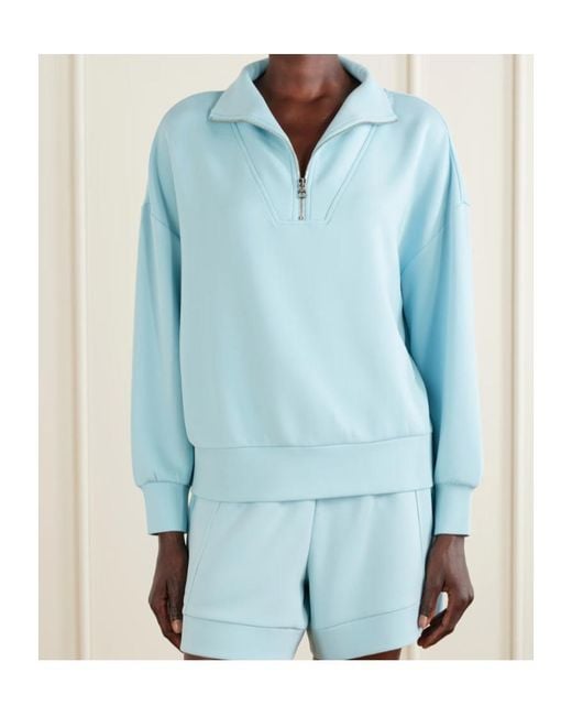 Varley Blue Long-Sleeved Half-Zip Sweatshirt
