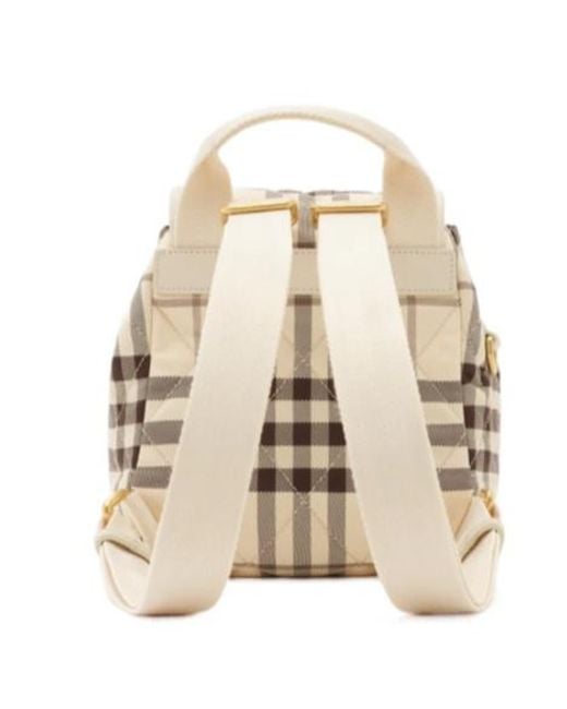 Burberry Natural Horseshoe Checked Mini Backpack