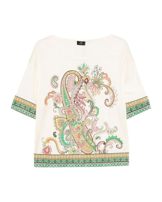 Etro White Paisley-Print T-Shirt