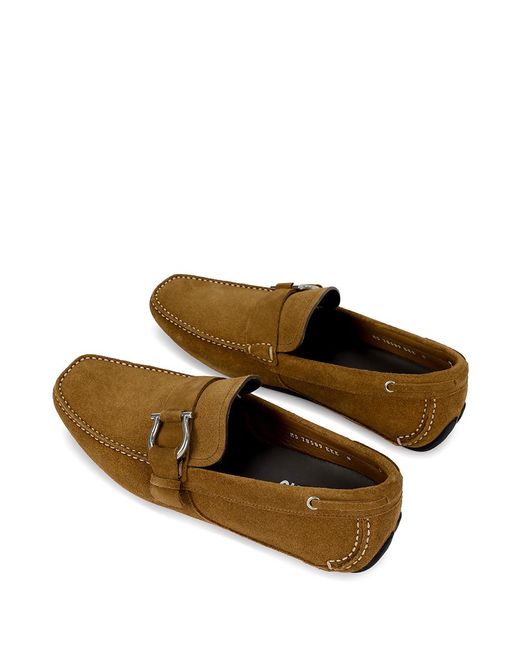 Ferragamo Brown Logo Buckle Business Casual Shoes for men