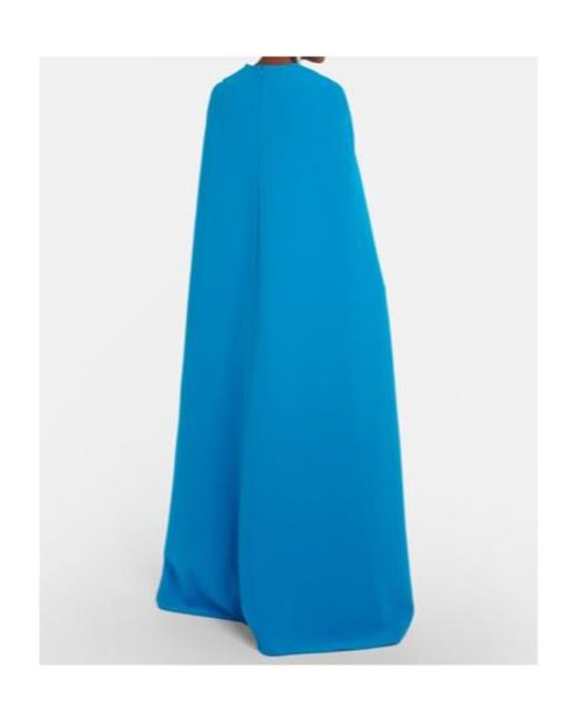 Safiyaa Blue Cape Crêpe Maxi Dress
