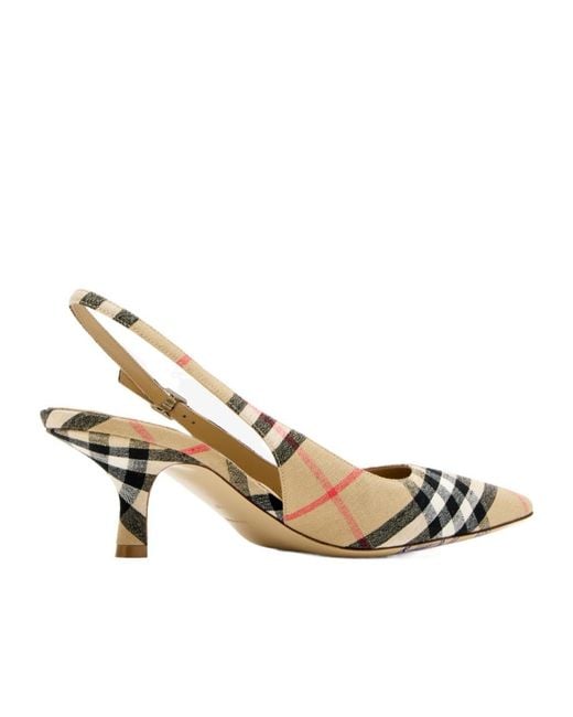 Burberry Metallic Check Dame Slingback Pumps