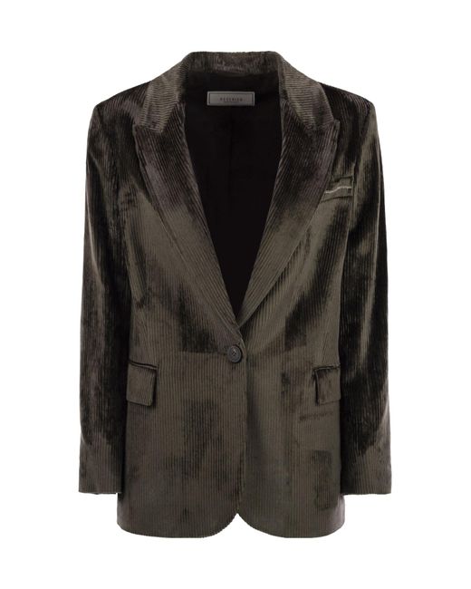 Peserico Black Velvet Striped Blazer