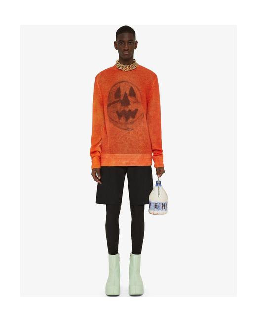 Givenchy Orange Ceramics-Printed Crewneck Knit Jumper for men