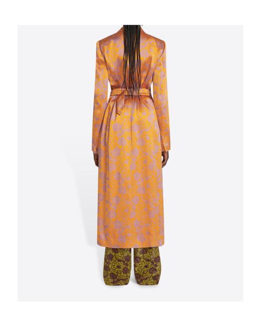 Dries Van Noten Orange Jacquard Single-Breasted Coat