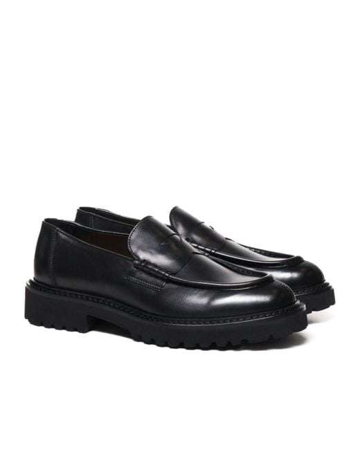 Doucal's Black Calfskin Loafers for men