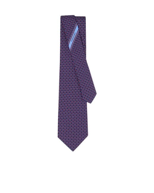 Ferragamo Purple Link Print Silk Tie for men