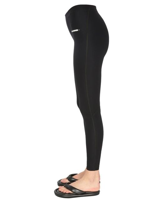 Jil Sander Black Logo Print Sport Leggings