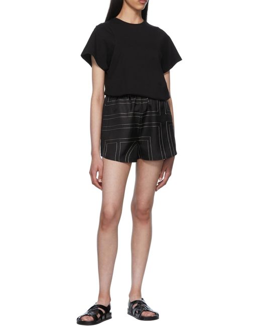 Totême Black Totême Geometric Printed Elasticated Waistband Shorts