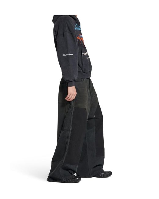 Balenciaga Black Ripped Off Baggy Jeans for men