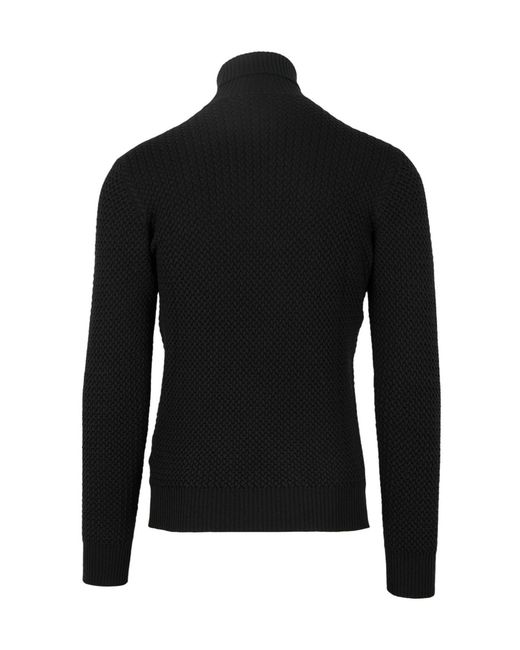 Gran Sasso Black Cable Knit Pullover for men