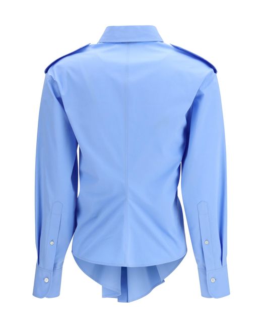 McQueen Blue Gathered Long Sleeve Shirt