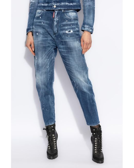 DSquared² Blue Distressed Tapered Leg Jeans