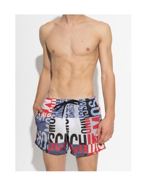 Moschino Blue Drawstring Swim Trunks for men