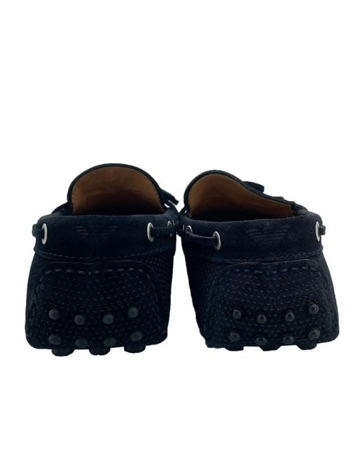 Emporio Armani Blue Lacing Round Head Loafers for men