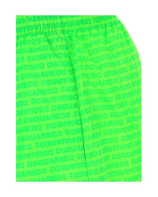 DSquared² Green Logo-Print Swim Shorts for men