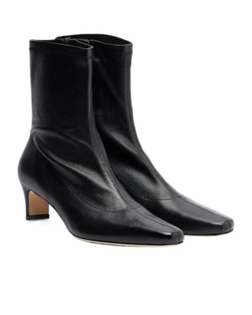 Staud Black Wally Leather Ankle Boots