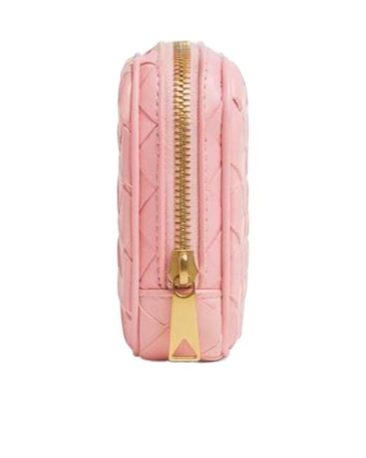 Bottega Veneta Pink Small Calfskin Intrecciato Pouch