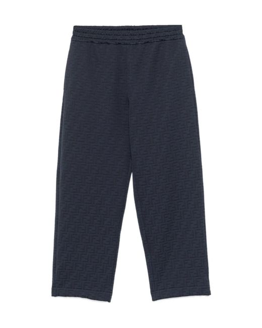 Fendi Blue Ff Monogram Straight-Leg Pants for men