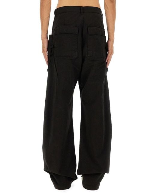 Rick Owens Black Stefan Wide Leg Cargo Pants for men