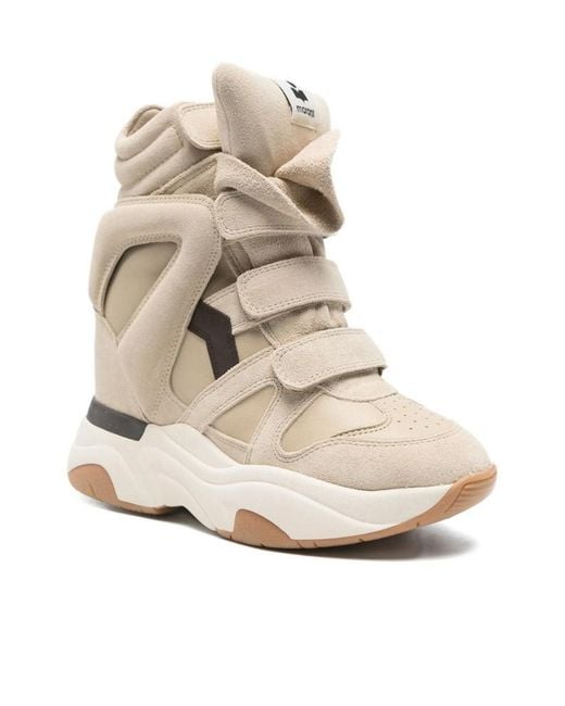 Isabel Marant Natural Wedge-Sole Strap Sneakers