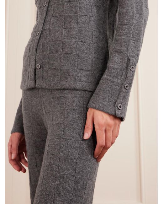 The Elder Statesman Gray Cashmere Wide-Leg Track Pants