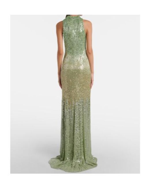 Jenny Packham Green Benie Embellished Halterneck Gown