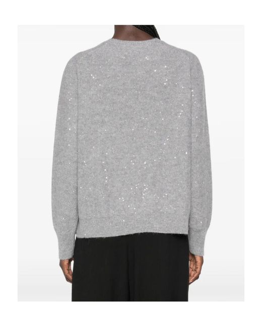 Fabiana Filippi Gray Sequin-Embellished Sweater