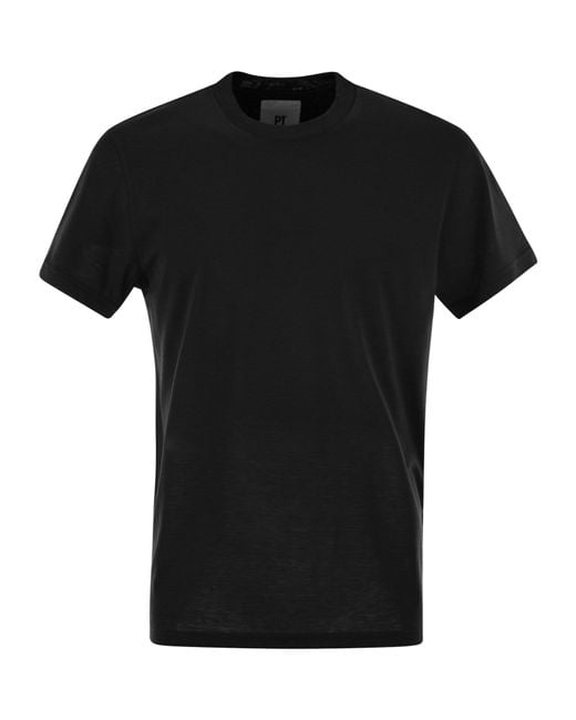 Pt Pantaloni Black Pt Torino Plain Lightweight Crewneck T-Shirt for men