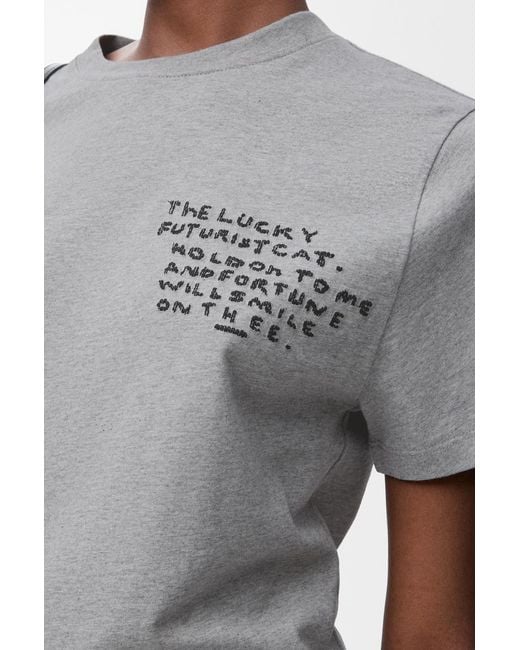 Loewe Gray X Louis Wain Cotton Embroidered T-Shirt