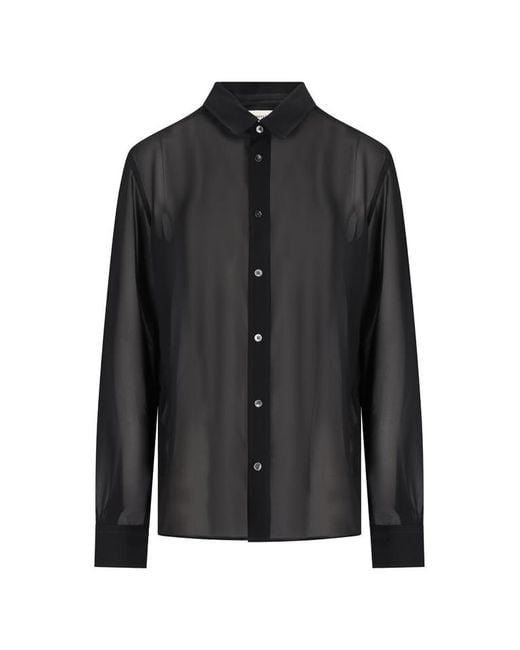 AMI Black Ami Collared Long-Sleeve Shirt