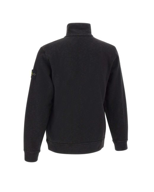 Stone Island Blue Logo Patch Zipped Sweatshirt for men