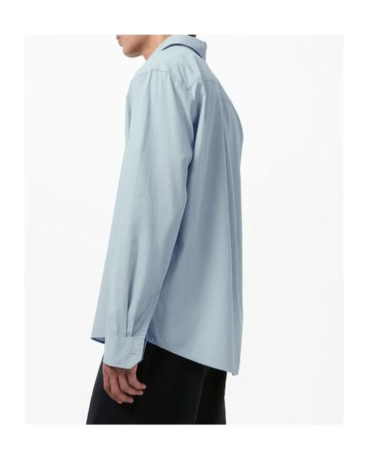 Our Legacy Blue Long-Sleeved Curved Hem Shirt for men