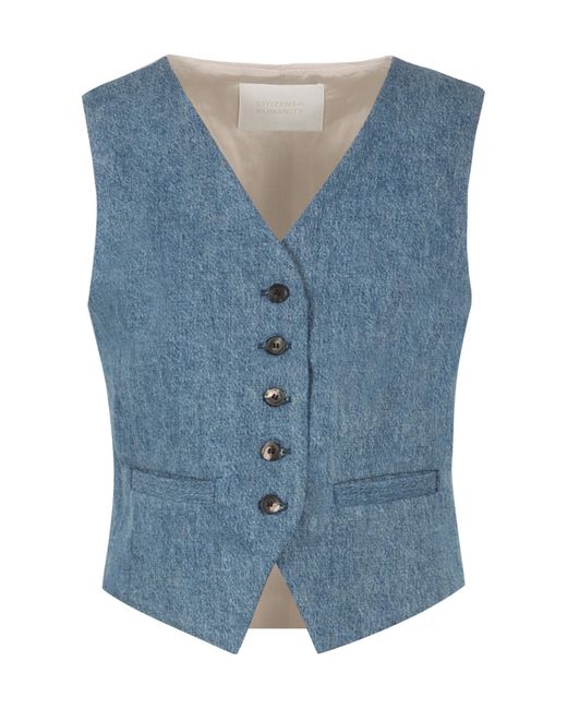 Citizens of Humanity Women's Blue Denim Button Vest