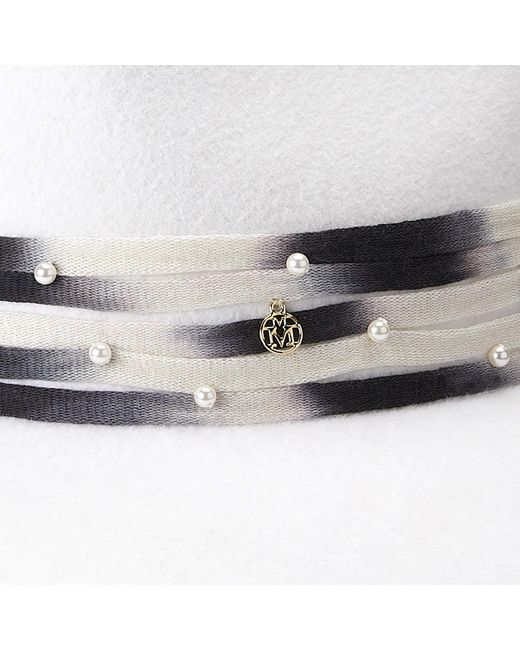 Maison Michel White Pearl-Embellished Hat